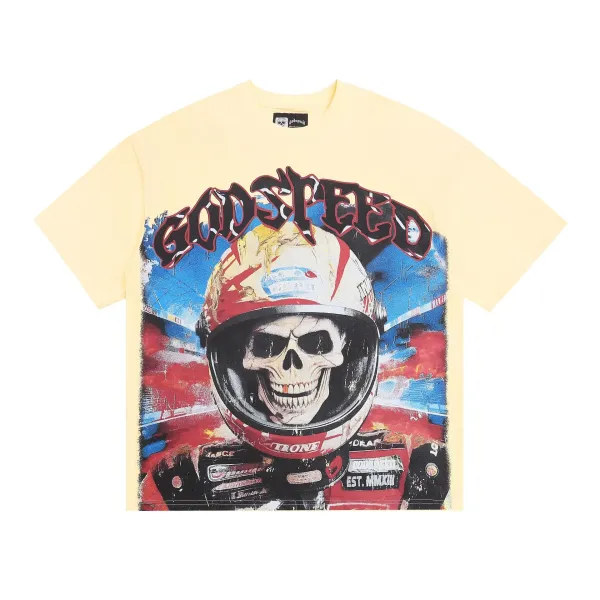 Godspeed Hollywood Fire Print Cream T-Shirt - 14
