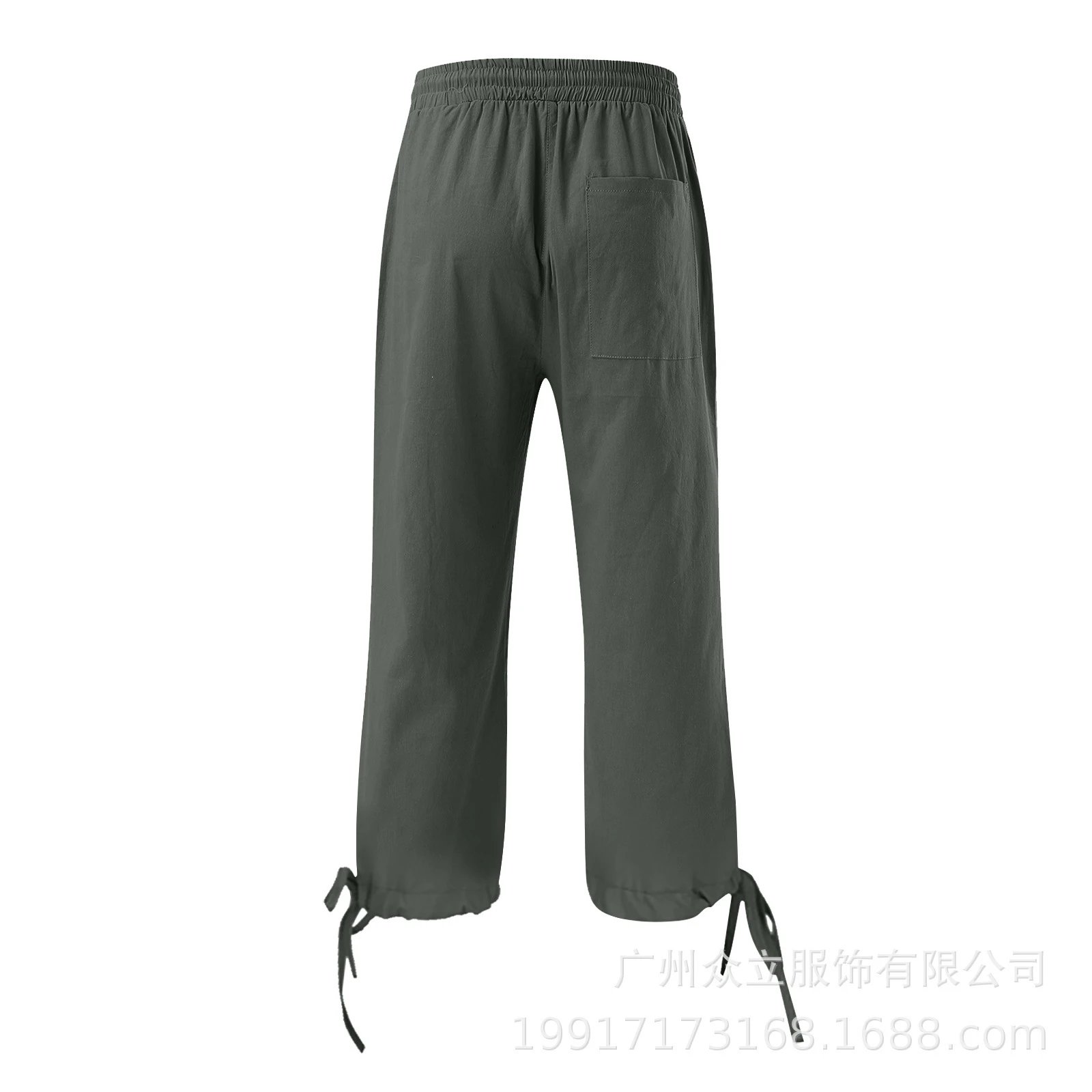 Design Capri Pants Light Blue Drawstring Waist with Cuff Ties - 21