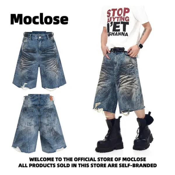 Design Moclose Brand Distressed Wide-Leg Denim Shorts Blue Shorts - 10