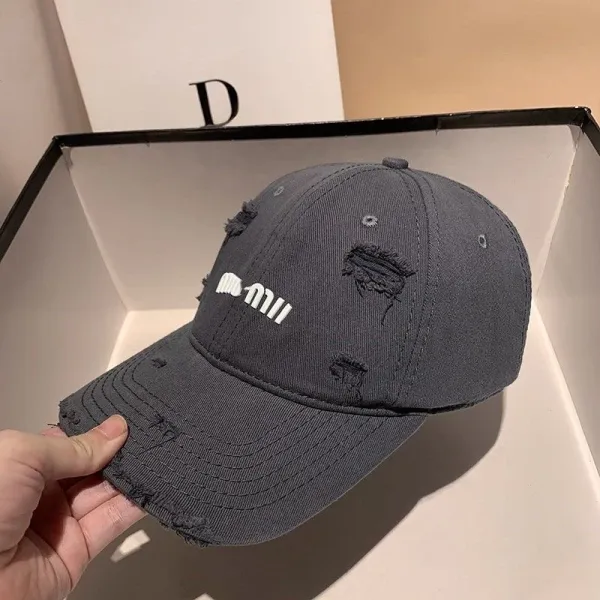 Miu Miu Distressed Beige Baseball Cap - 15