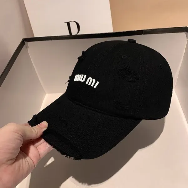 Miu Miu Distressed Beige Baseball Cap - 16