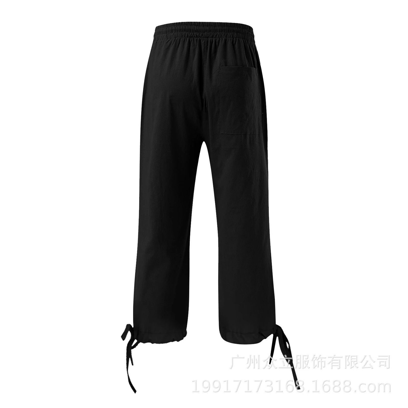 Design Capri Pants Light Blue Drawstring Waist with Cuff Ties - 25