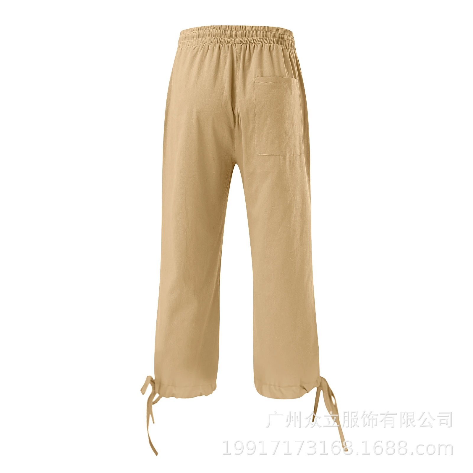 Design Capri Pants Light Blue Drawstring Waist with Cuff Ties - 26