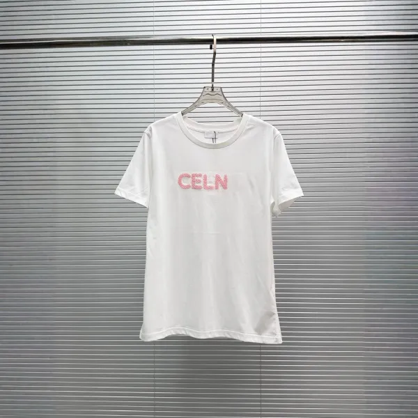 Celine CELN Logo Embellished Black T-Shirt - 3