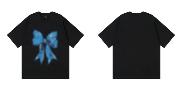 Design Bow Print Oversized T-Shirt Black - 1