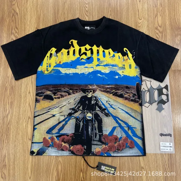 Godspeed Skull Rider Graphic T-Shirt Black - 1