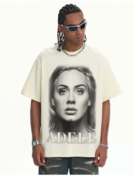 Design Adele Portrait Graphic White T-Shirt T-Shirts - 18