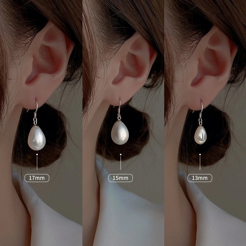 Pearl Teardrop Silver Earrings White Elegant Dangling Earring