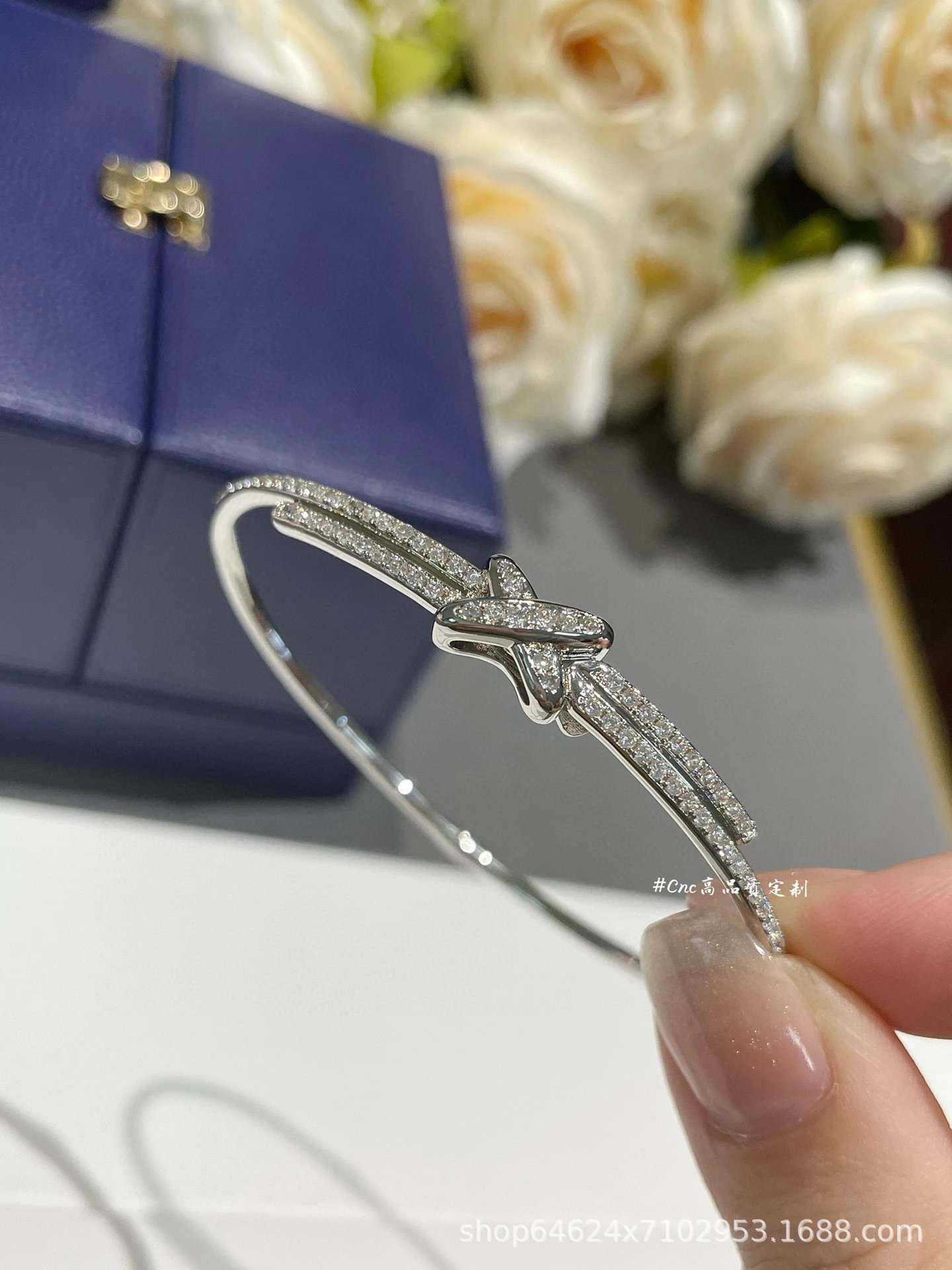 Tiffany & Co. Knot Bangle Silver Pave Diamond Bracelet Jewelry