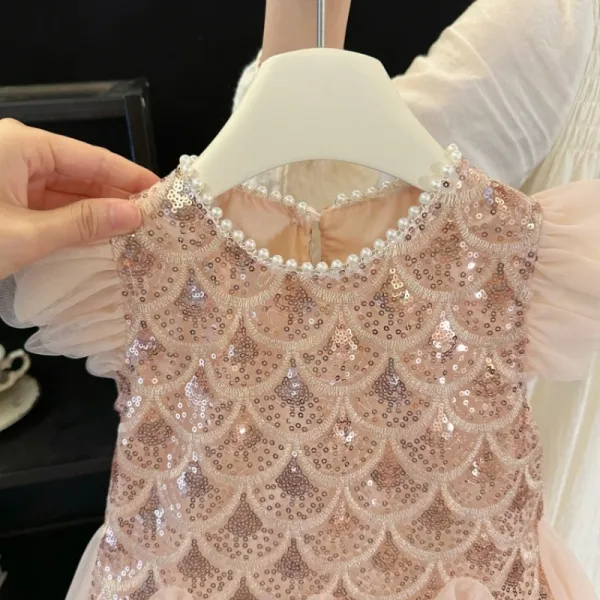Design Mapplethorpe Pink Pearl-Trimmed Tulle Dress with Bow Accent Dress - 17
