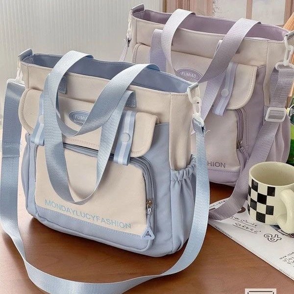 LUMIAO Monday Lucy Fashion Lavender Beige Casual Tote Bag