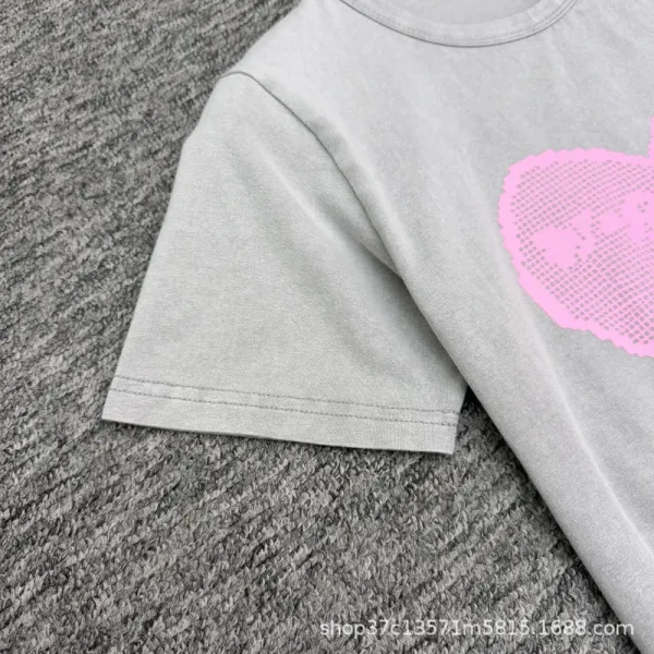 Design Heart Print Graphic T-Shirt Gray - 6