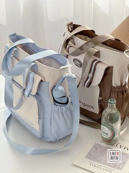 Design FUMIAO Monday Lucy Fashion Tote Bag Burgundy and Cream Tote Bag - 15
