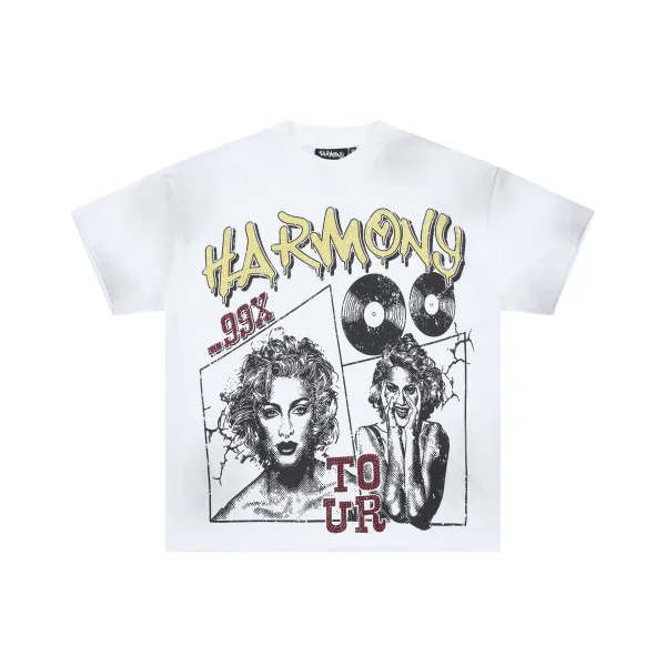 Design Harmony '99X Tour' Graphic Print White T-Shirt T-Shirts - 1