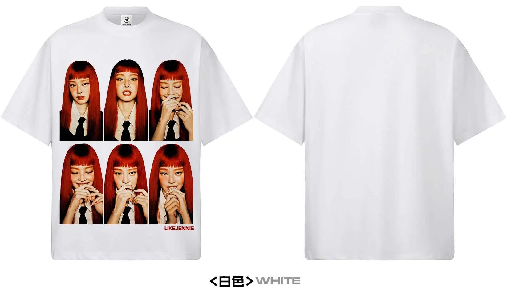 Design LIKEJENNIE x [Unknown Brand] Red Hair Grid T-Shirt Black T-Shirts - 13