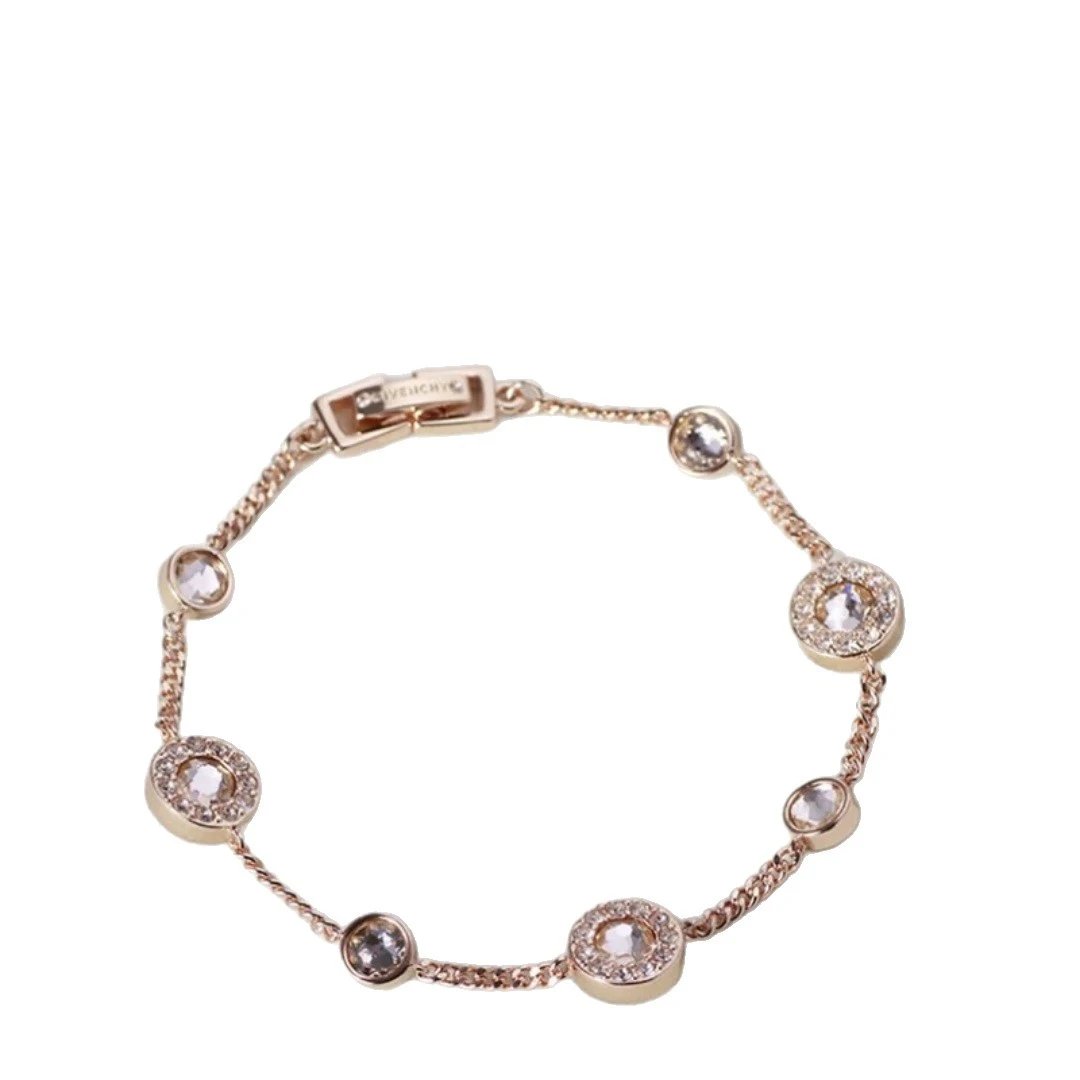 Givenchy Crystal Bead Rose Gold Chain Bracelet