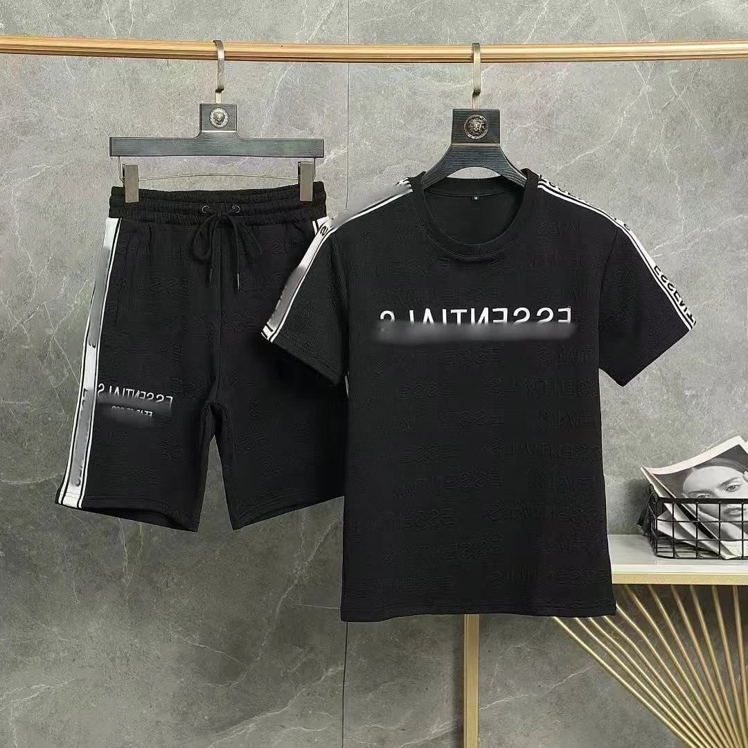 Essentials Black Logo Print T-Shirt and Shorts Set