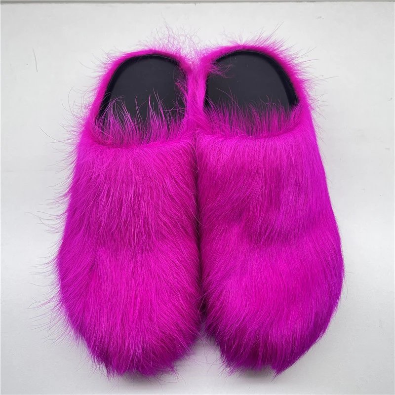 Cross border foreign trade between Europe and America, Amazon's new horsehair Baotou autumn and winter infrared thick sole large size versatile women's shoes flat bottom