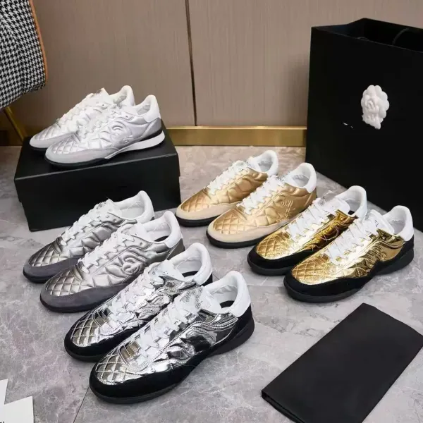 Versace Chain Reaction Gold Quilted Sneakers - 2