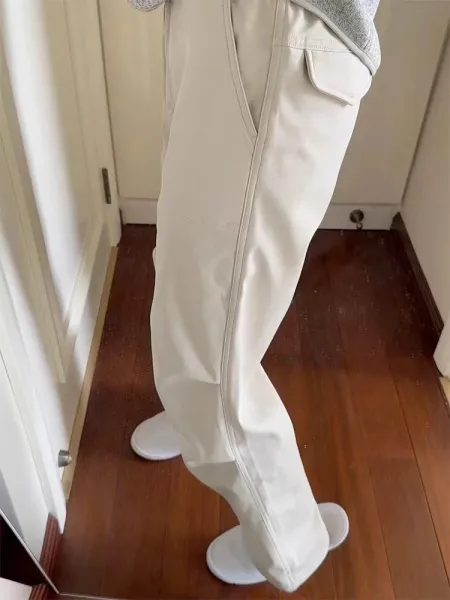 Design Utility Cargo Pants in Beige, Purple, Blue, Gray, and Black - 4
