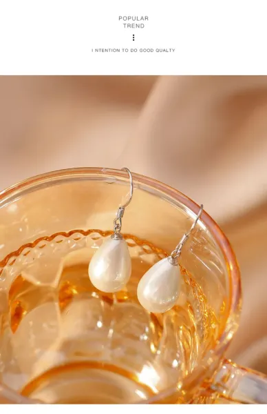 Design Pearl Drop Earrings 13mm Silver Tone Jewelry - 14