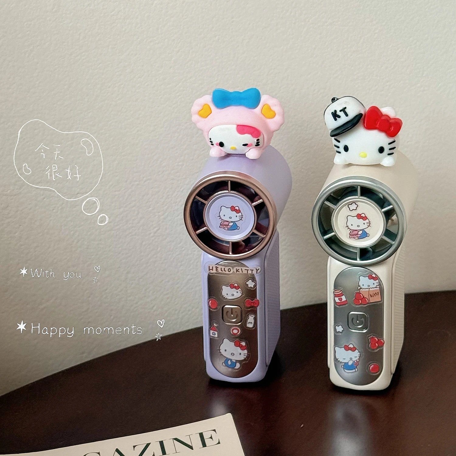 Hello Kitty Portable Fan Lilac Purple Cream Mint Kawaii Style