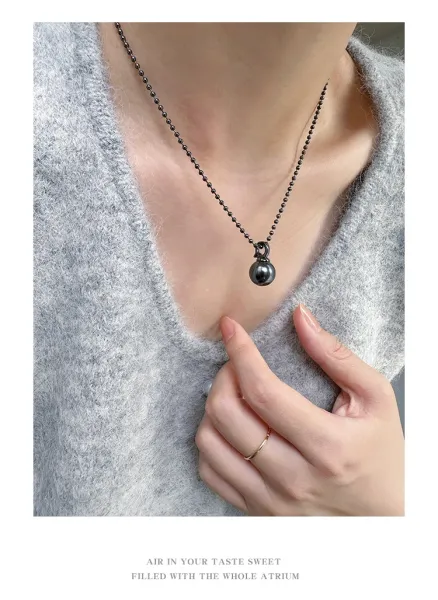 Design Black Pearl Bead Necklace Jewelry - 20