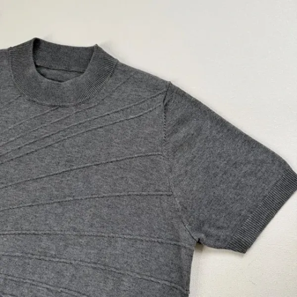 Design Short-Sleeve Turtleneck Sweater Gray - 19