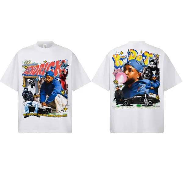 Design Kendrick Lamar Collage Graphic T-Shirt White - 1
