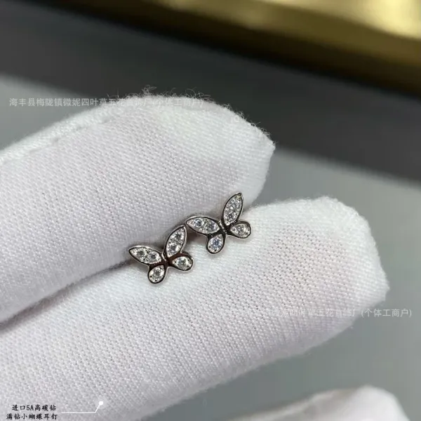 Design Butterfly Stud Earrings with Full CZ Pave Jewelry - 1