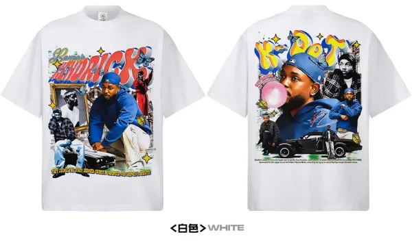 Design Kendrick Lamar Collage Graphic T-Shirt White - 13