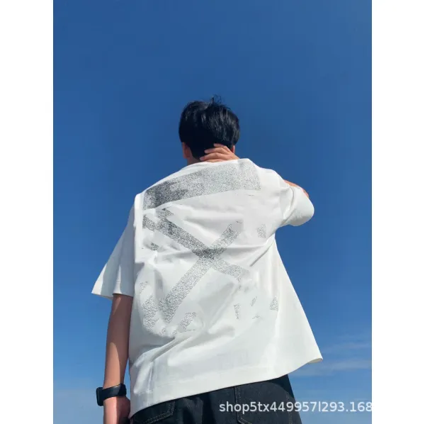 Design Abstract Scribble Print Oversized T-Shirt White - 11