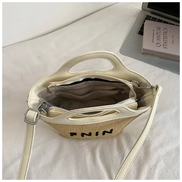Design FNIN Woven Top-Handle Mini Bag Black Handbags - 2