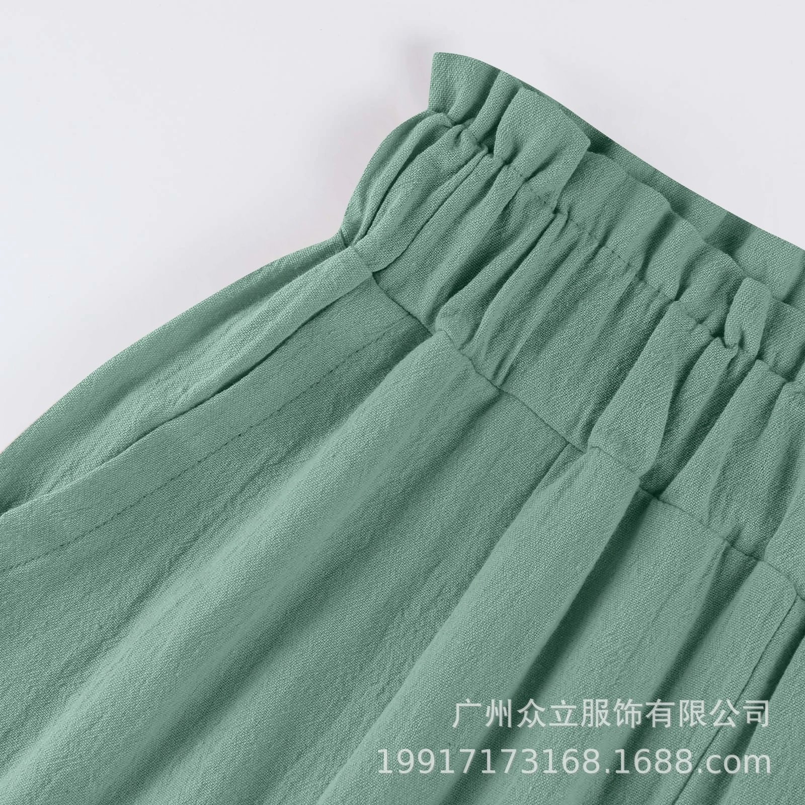 Design Wide-Leg Elastic Waist Pants Olive Green - 18