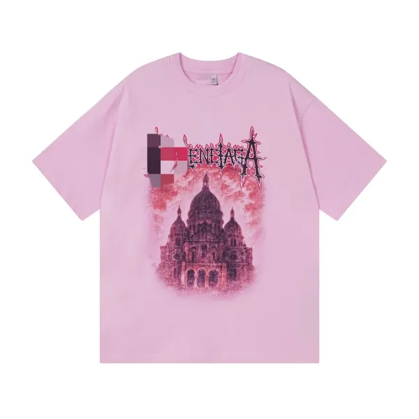 Design Cathedral Print Oversized T-Shirt Pink - 1
