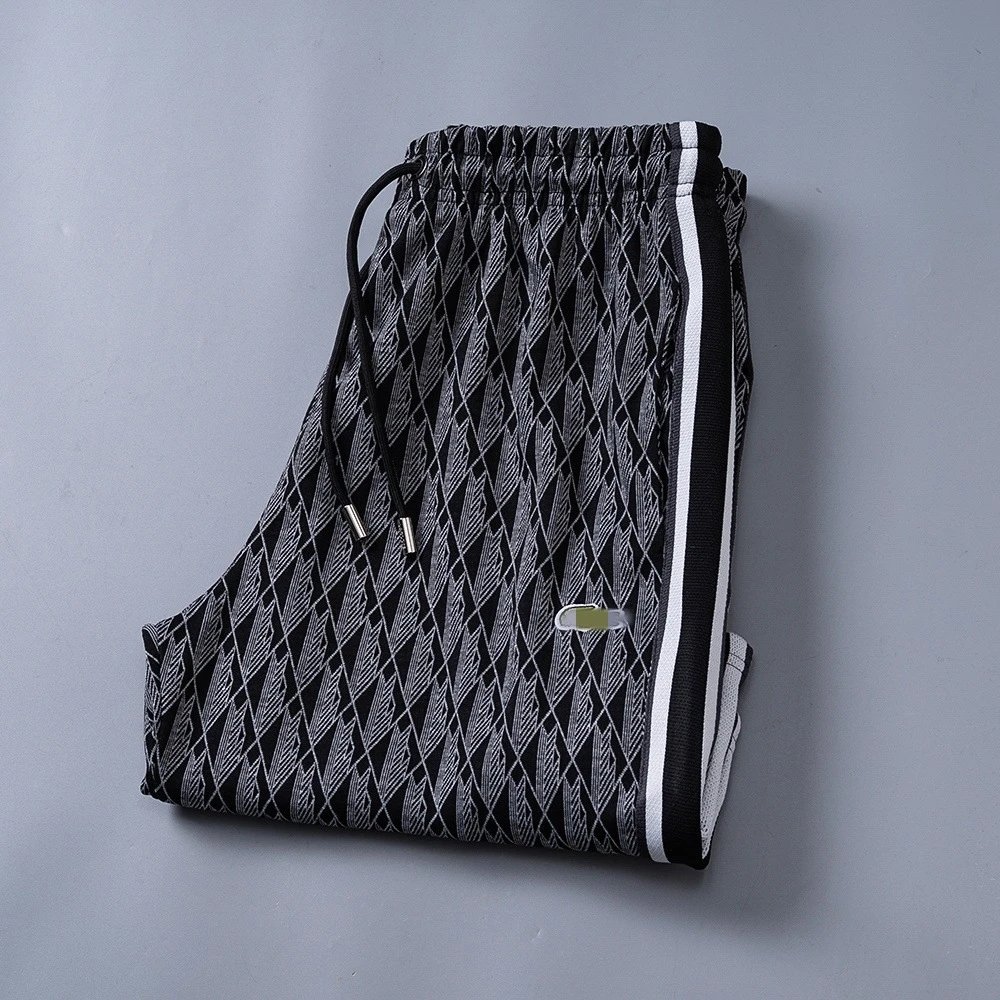 Patterned Swim Shorts Green Mint Blue Black White Geometric Print