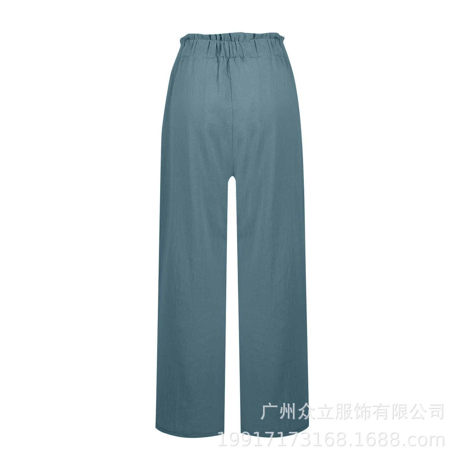 Design Wide-Leg Elastic Waist Pants Olive Green - 21