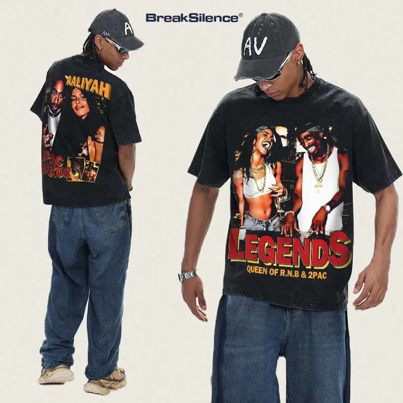 BreakSilence Tupac Shakur Black Graphic Oversized T-Shirt