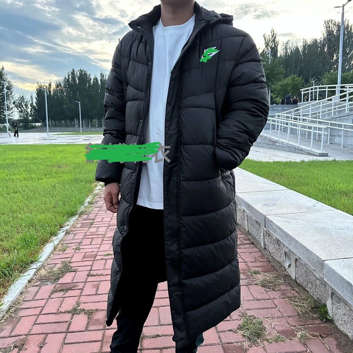Nike Long Puffer Coat Black Down Jacket - 4