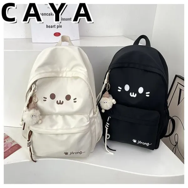 Design CAYA Cat Face Black Casual Backpack - 26