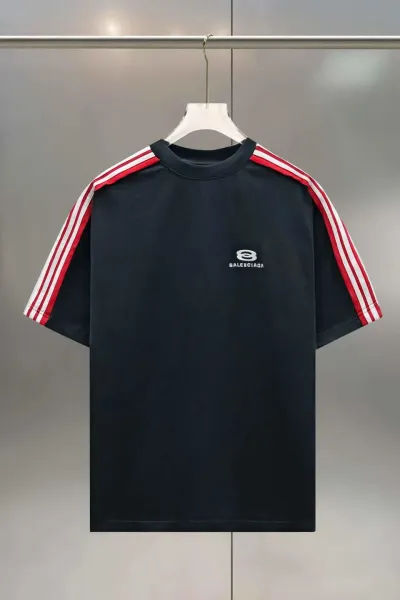 Balenciaga Striped Sleeve T-Shirt Black - 1
