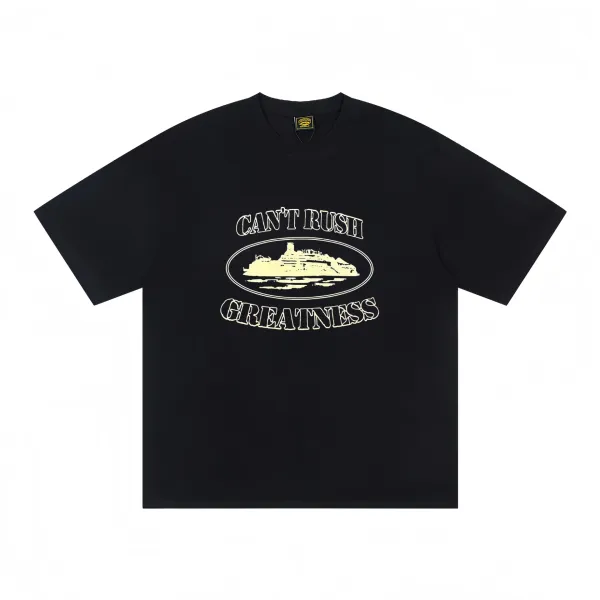 Design 'Can't Rush Greatness' Cruise Ship Graphic Black T-Shirt - 1