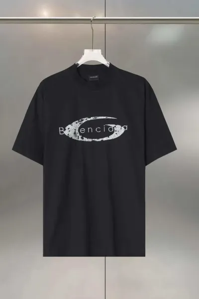Balenciaga Logo Print Oversized Black T-Shirt - 1