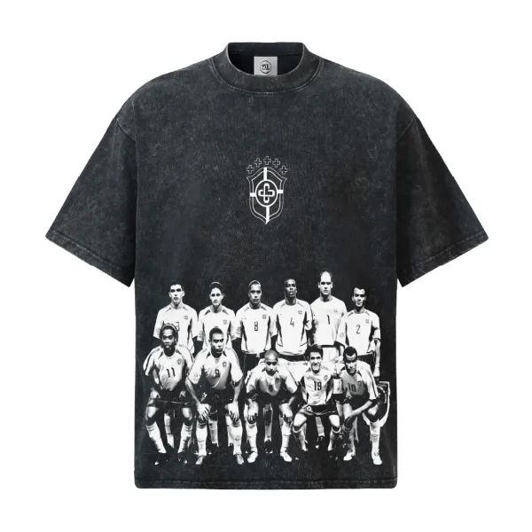 CBF Brazil National Team 2002 World Cup Squad Vintage Wash T-Shirt - 1