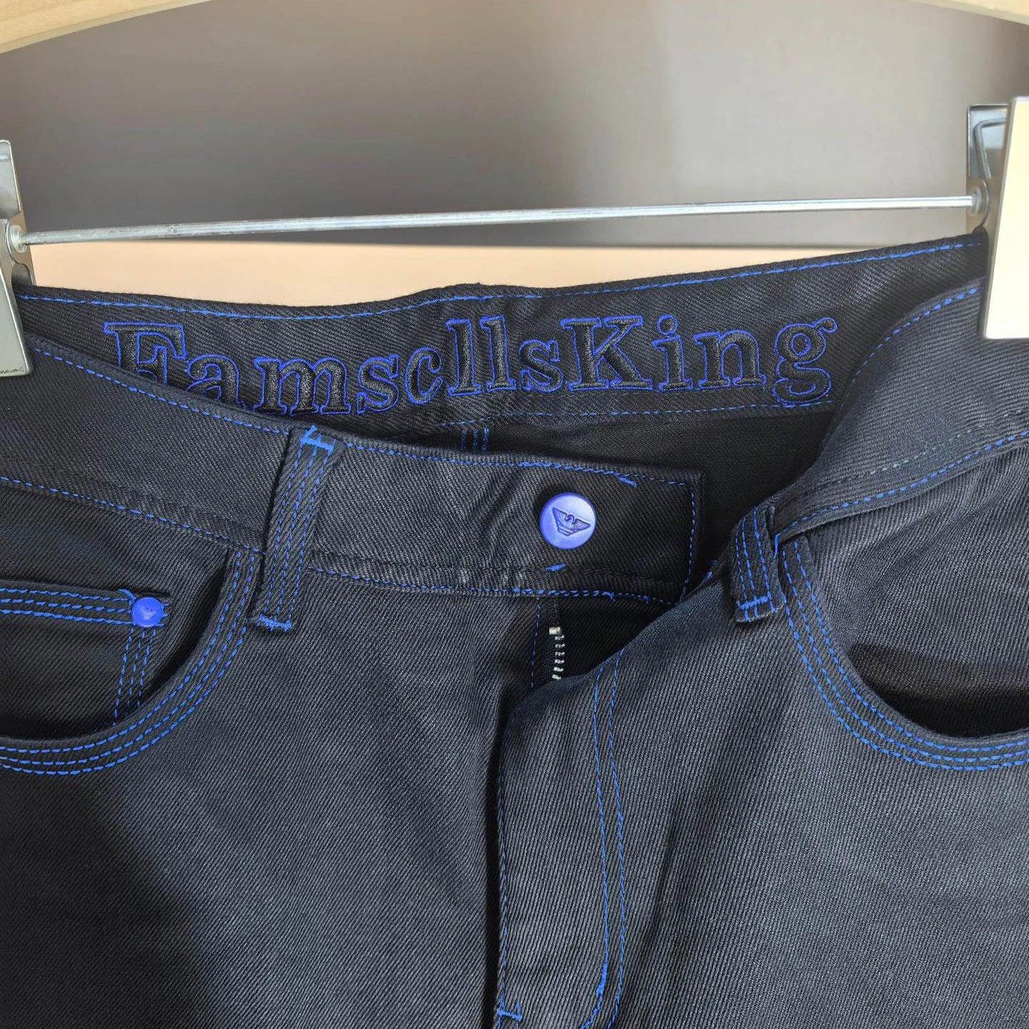 Emporio Armani Black Denim Jeans With Blue Stitching