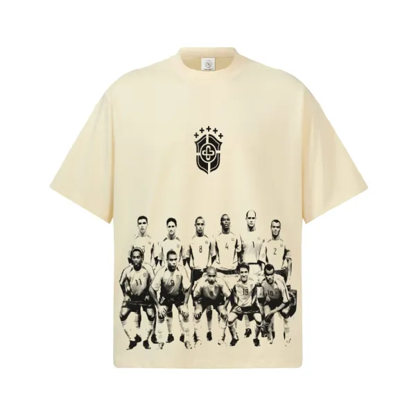 CBF Brazil National Team 2002 World Cup Squad T-Shirt Beige - 1