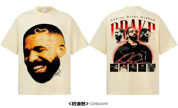 Drake OVO x Design Drake Portrait Graphic T-Shirt White - 14