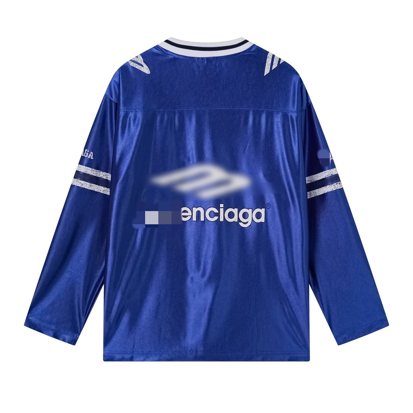Enciaga Football Jersey Silver Blue Black Sporty Long Sleeve