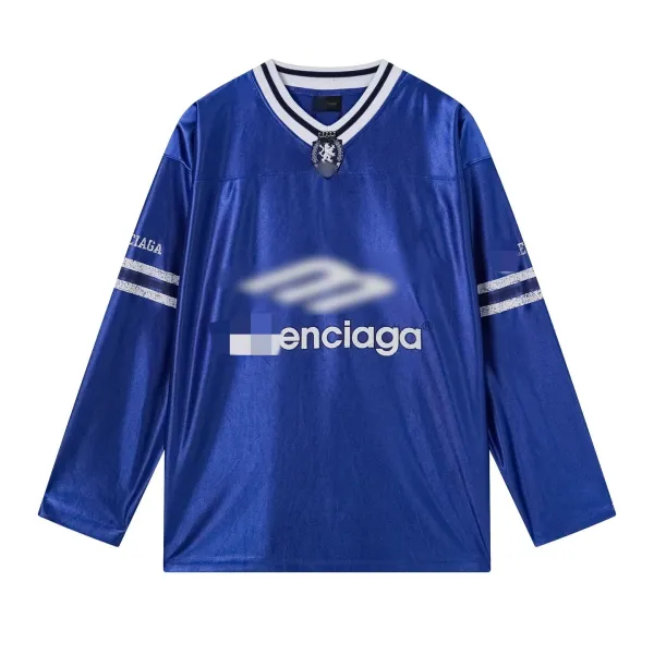 Design Enciaga V-Neck Metallic Football Jersey Silver Jersey - 6