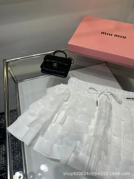 Miu Miu Tiered Ruffle Skirt White - 3